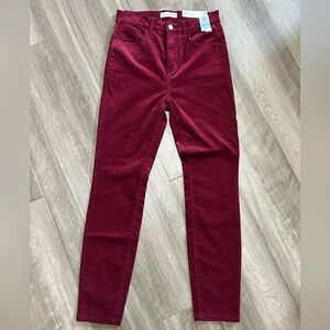 LOFT Red Skinny Corduroy Pants Petite